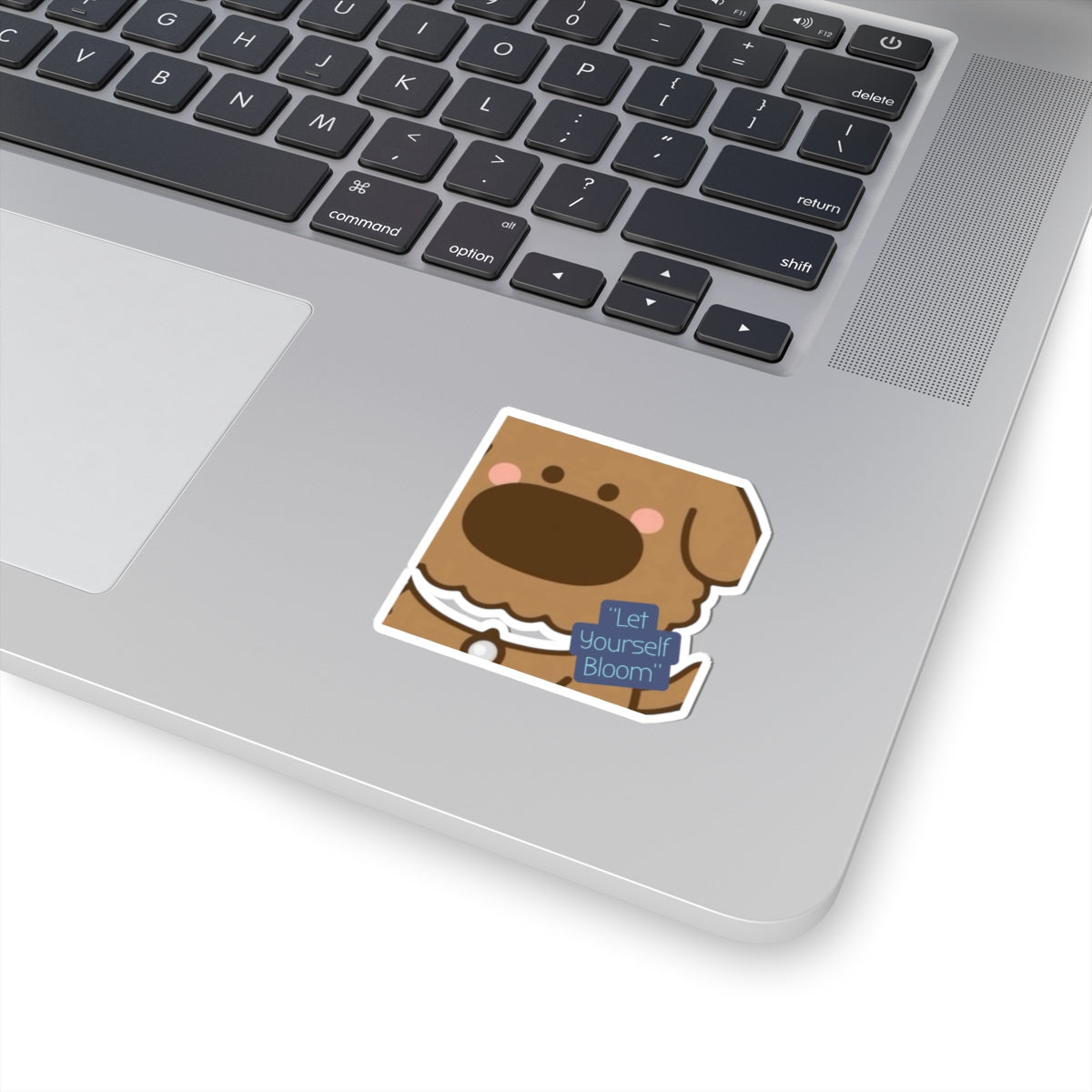 Cute Dog Sticker — “iTsChoCoBu Let Yourself Bloom” Kiss-Cut Vinyl