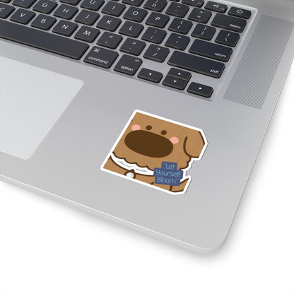 Cute Dog Sticker — “iTsChoCoBu Let Yourself Bloom” Kiss-Cut Vinyl
