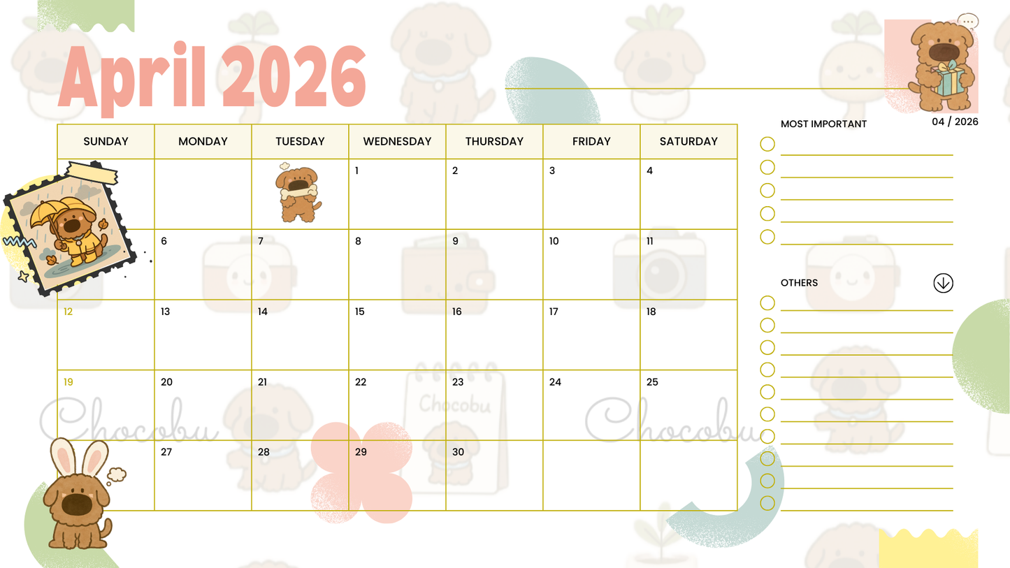 iTsChoCoBu Digital Wall Calendar 2026