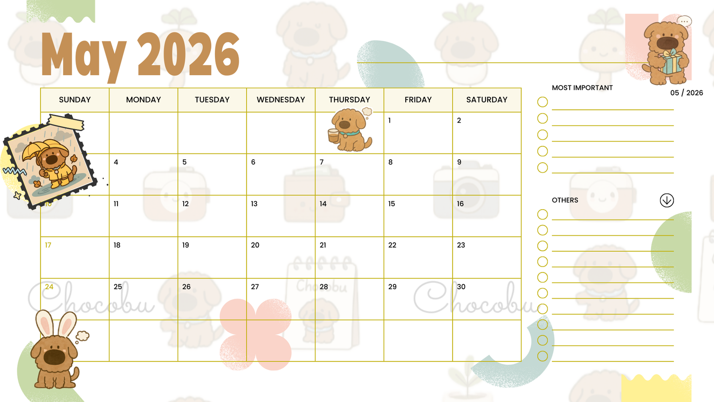 iTsChoCoBu Digital Wall Calendar 2026