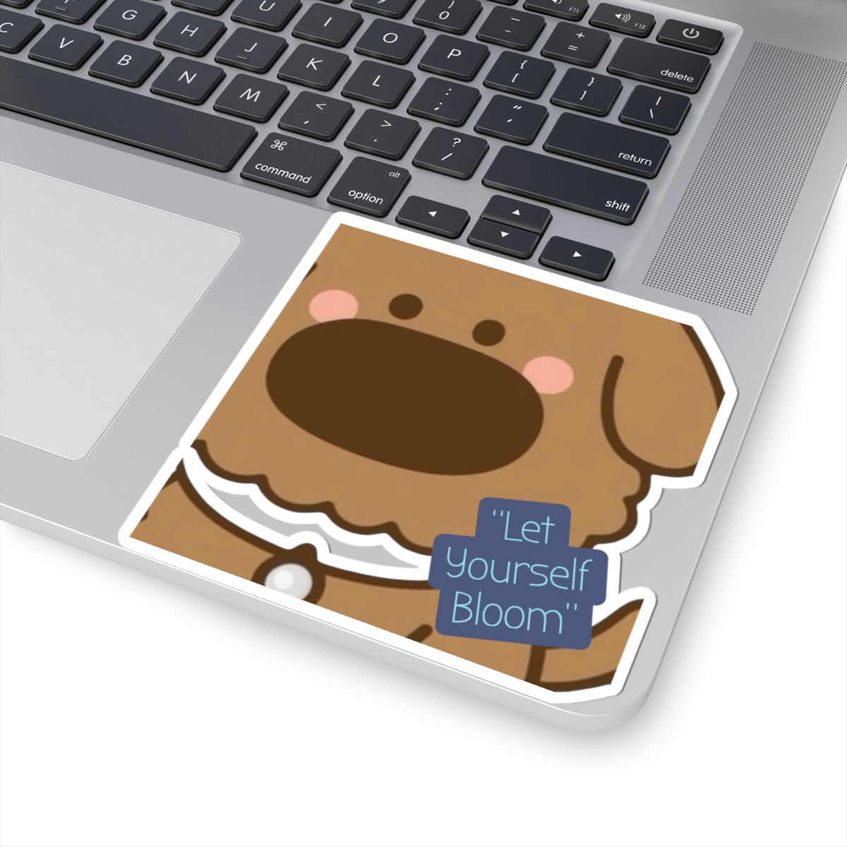 Cute Dog Sticker — “iTsChoCoBu Let Yourself Bloom” Kiss-Cut Vinyl