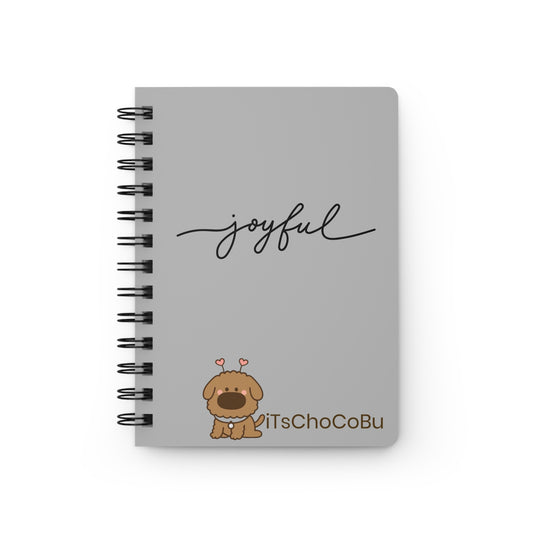 iTsChoCoBu Joyful Spiral Notebook — Gray Journal with Cute Puppy Illustration