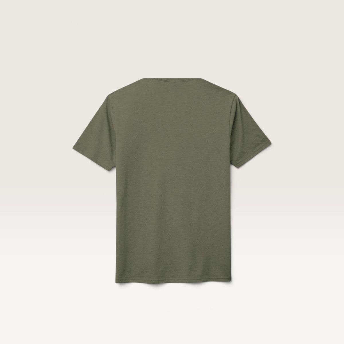 Back view of an olive green iTsChoCoBu unisex tri-blend t-shirt with a smooth, lightweight fabric finish.